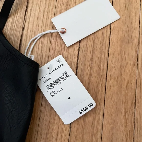 Good American Black Bodycon Mini Dress with Spaghetti Straps and Square Neck - Picture 4 of 4